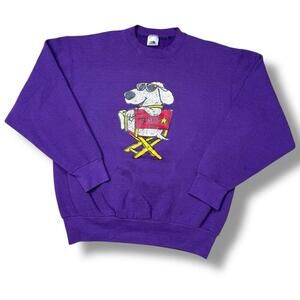 Vintage 1993 Family Star Dog Graphic Sweatshirt Purple Fruit of the Loom Size L